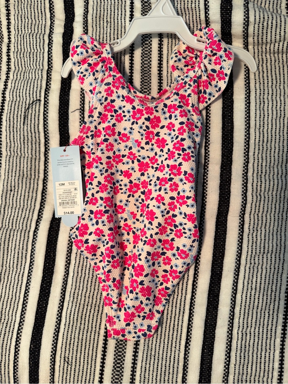 Gymboree Pink and Navy Floral One-Piece Bodysuit